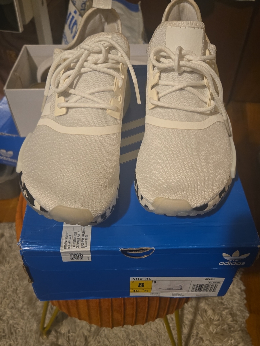 adidas Cream Knit Lace-Up Men’s Sneakers with Patterned Outsole